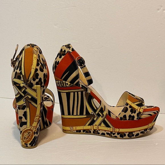 Multi Print Wedge Heel Sandals - Picture 4 of 12